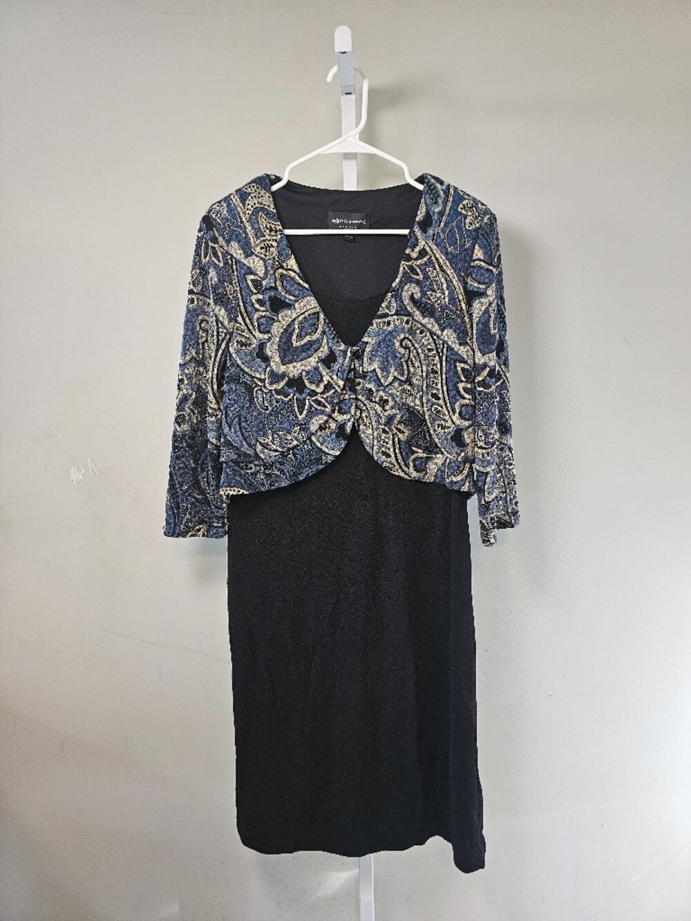 Vintage Connected Apparel Dress Black Blue Layered Goth Boho Metallic 10